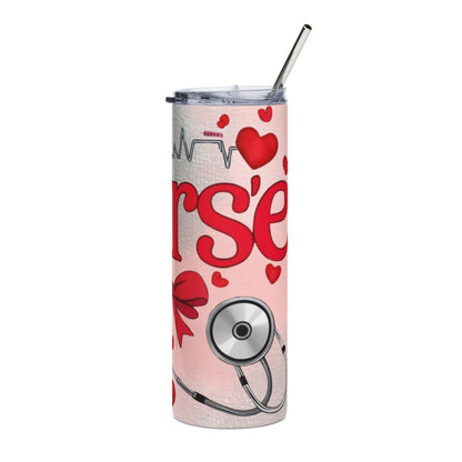 Nurse Hearts 20oz Stainless Tumbler - Medical Gift with Stethoscope & EKG Design