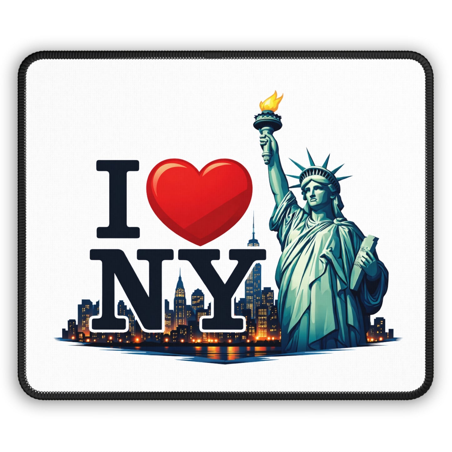 I  NY Statue of Liberty Gaming Mouse Pad — New York City Skyline Desk Mat
