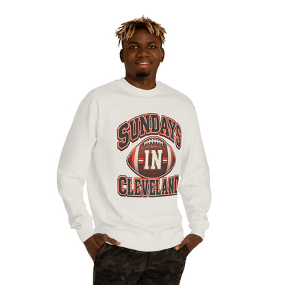 Sundays in Cleveland Football Crewneck Sweatshirt