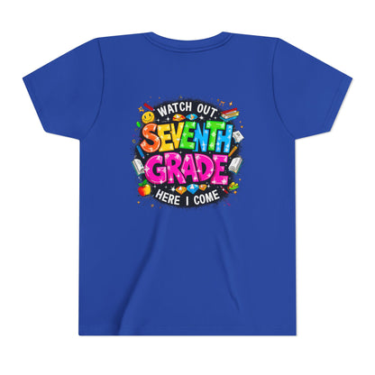 Seventh Grade Kids T-Shirt – “Watch Out Seventh Grade Here I Come” Back-to-School Tee