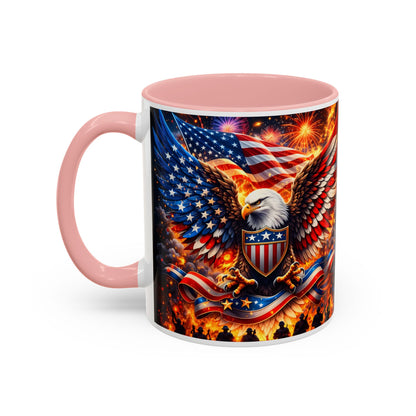 Patriotic Eagle Coffee Mug — American Flag Bald Eagle Accent Mug (11/15oz)