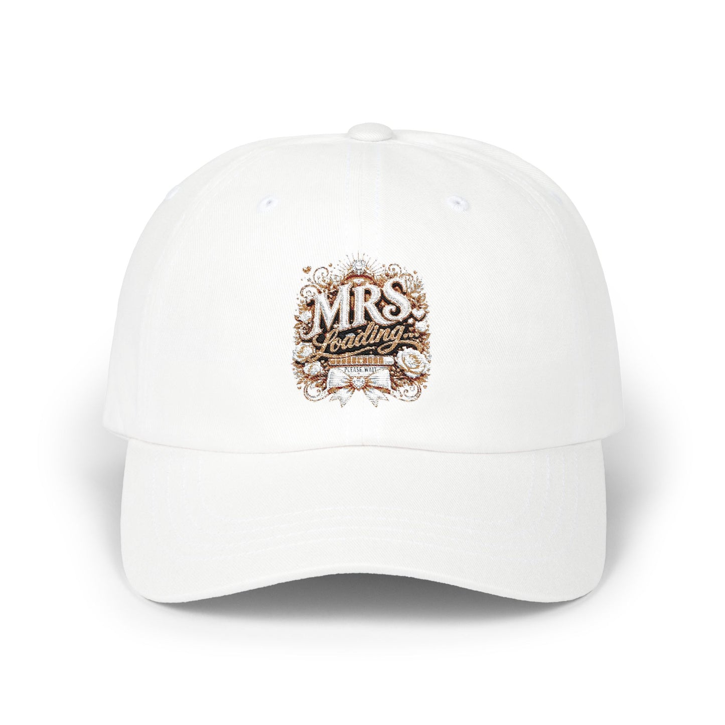 Dad Cap — "Mrs." Gold Floral Glitter Bridal Hat