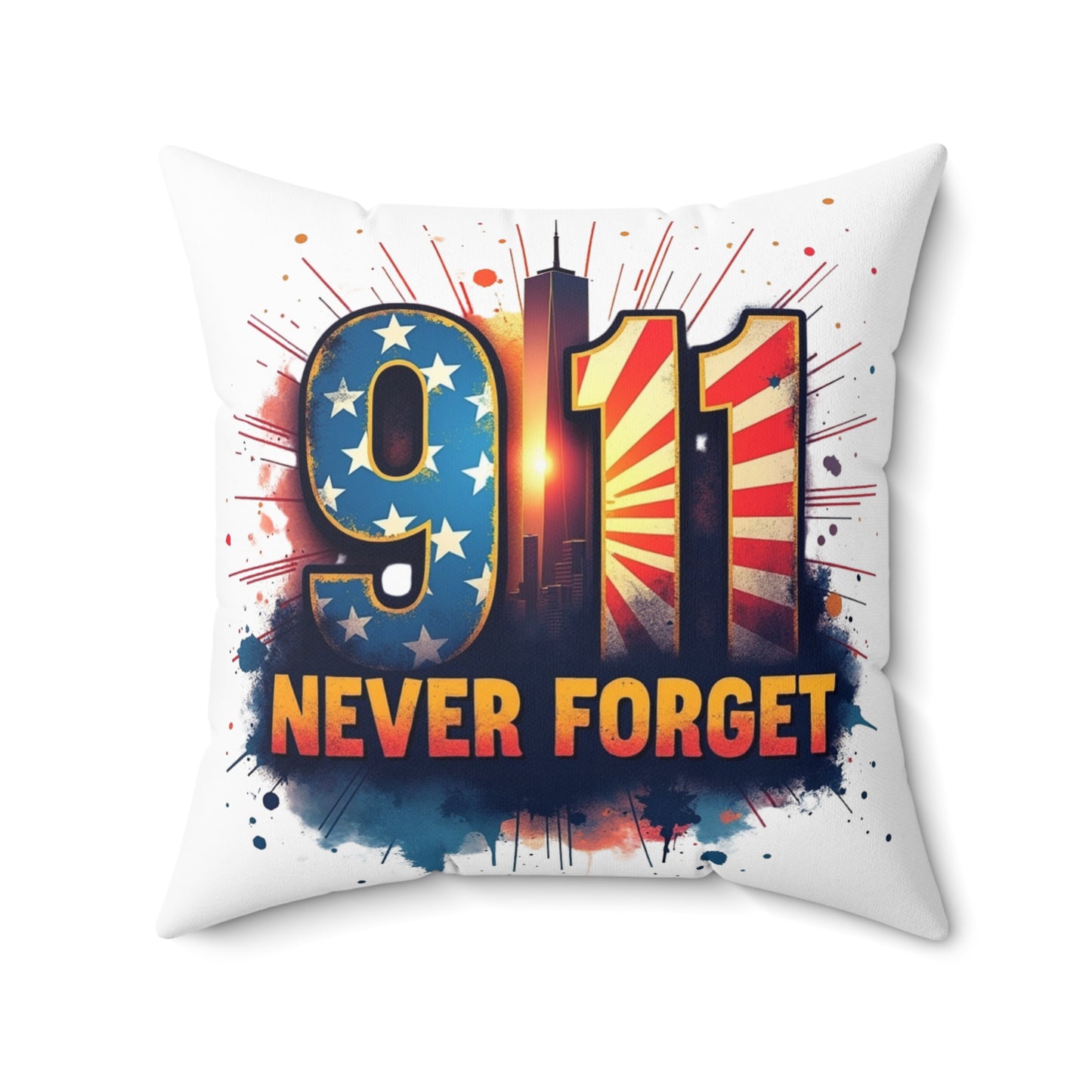 9/11 Never Forget Throw Pillow – Memorial American Flag Tribute