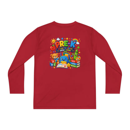 PRE-K Kids Long Sleeve Tee — Back-to-School Preschool Shirt ("Ready to Learn, Grow & Shine")