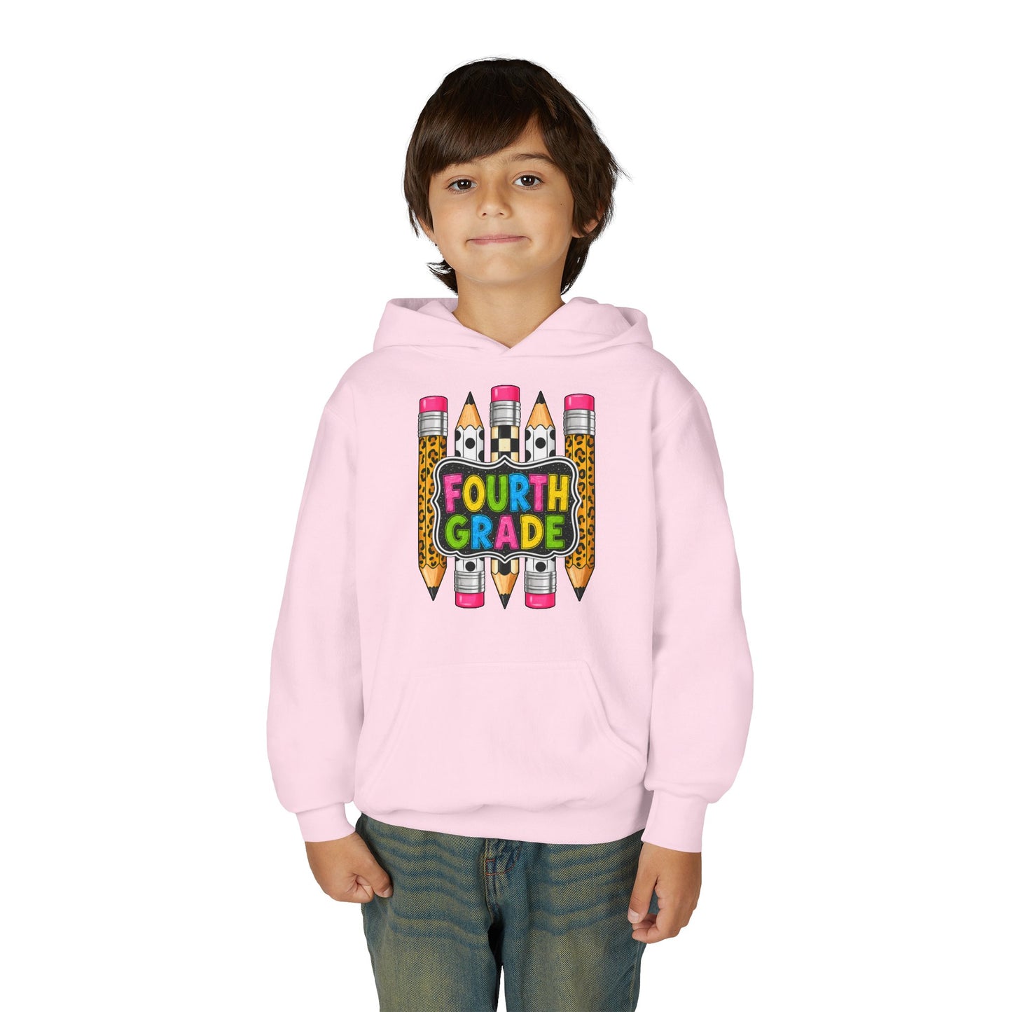 Fourth Grade Kids Hoodie — Colorful Pencil School Sweatshirt