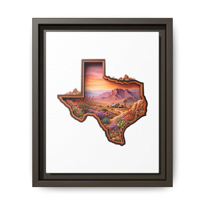 Framed Texas Landscape Matte Canvas — Desert Sunset State Art Print