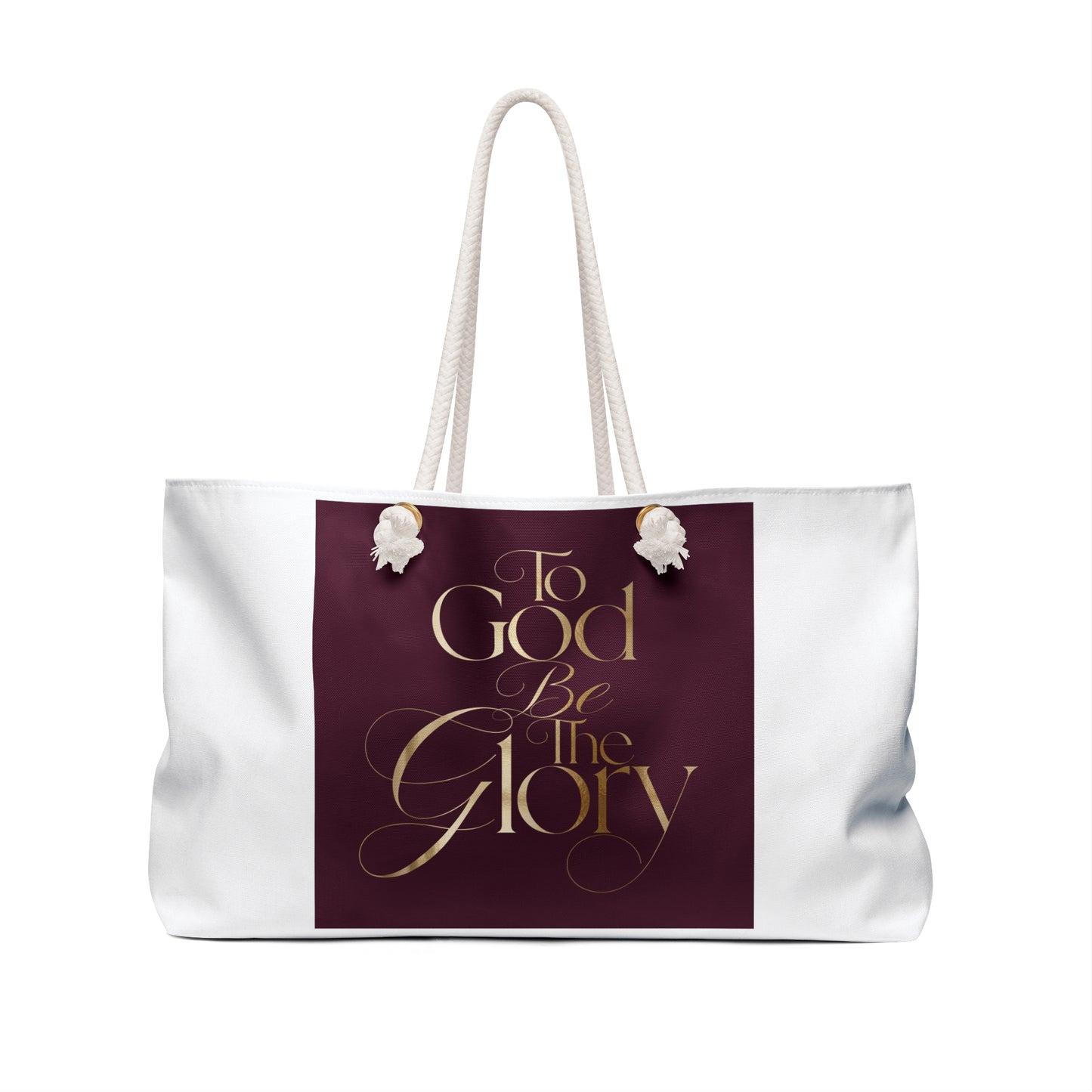 Weekender Bag — "To God Be The Glory" Burgundy Scripture Travel Tote