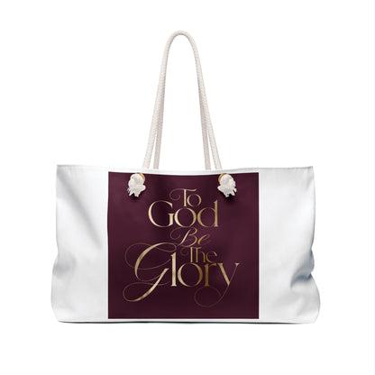 Weekender Bag — "To God Be The Glory" Burgundy Scripture Travel Tote