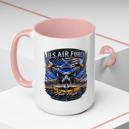 U.S. Air Force Eagle Coffee Mug — "Aim High" Accent 11/15oz