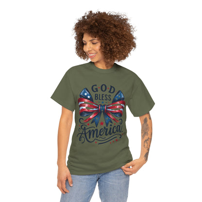 God Bless America T-Shirt — Patriotic USA Bow Fourth of July Tee