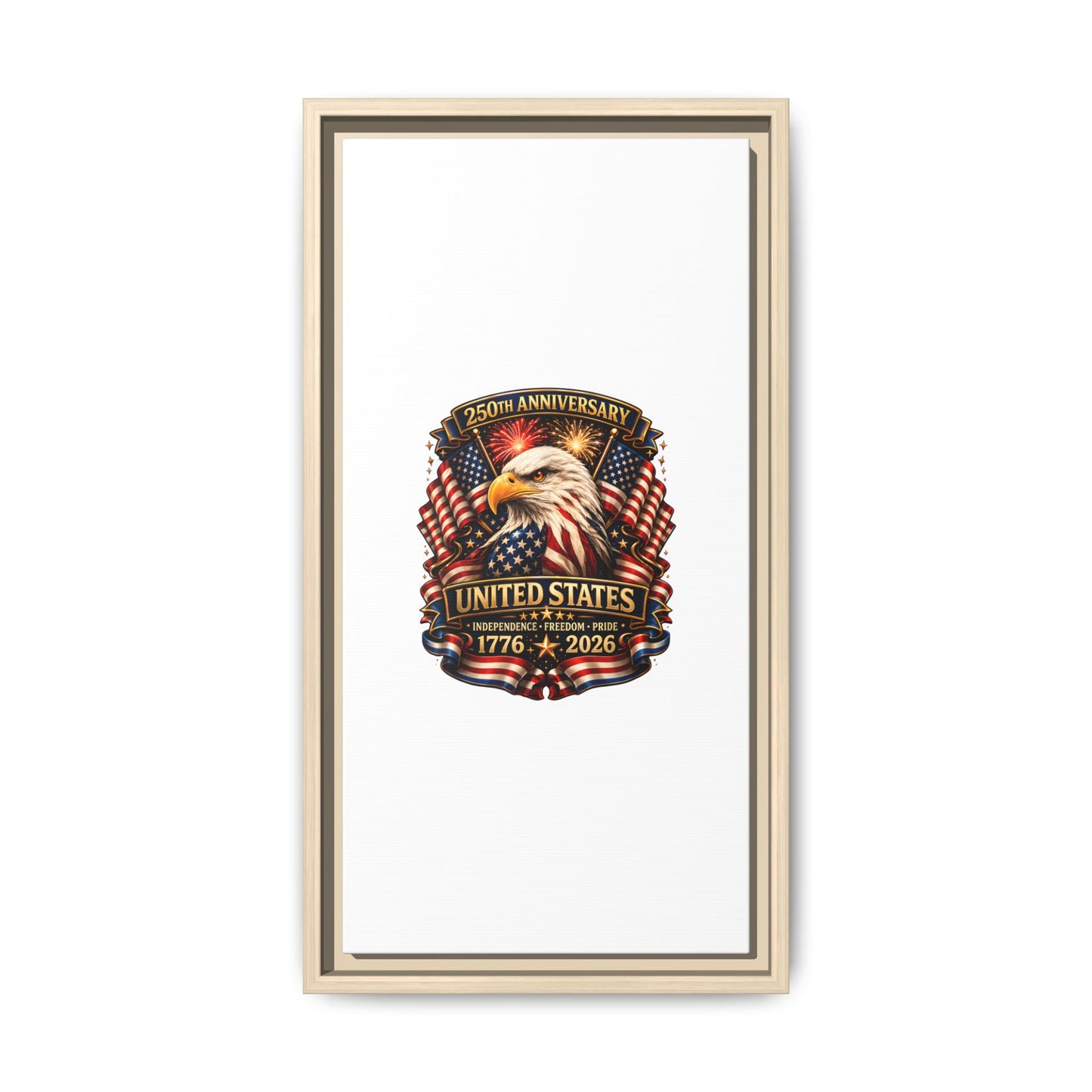 Patriotic Eagle 250th Anniversary Framed Canvas Print — United States 1776–2026