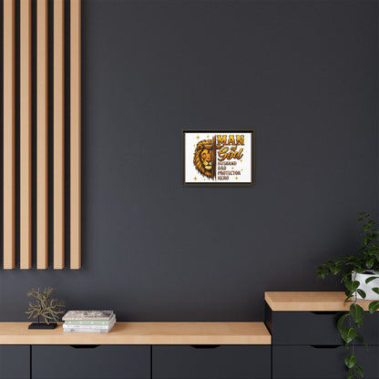 Man of God Framed Canvas Art — 'Man of God: Husband, Dad, Protector, Hero' Religious Wall Decor