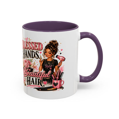 Blessed Hands Beautiful Hair Coffee Mug — Stylist Barber Hairdresser Gift