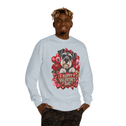 Valentine's Day Dog Sweatshirt — Cute Schnauzer "Happy Valentine's Day" Crewneck