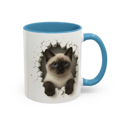 Siamese Cat Peeking Accent Coffee Mug (11/15oz)