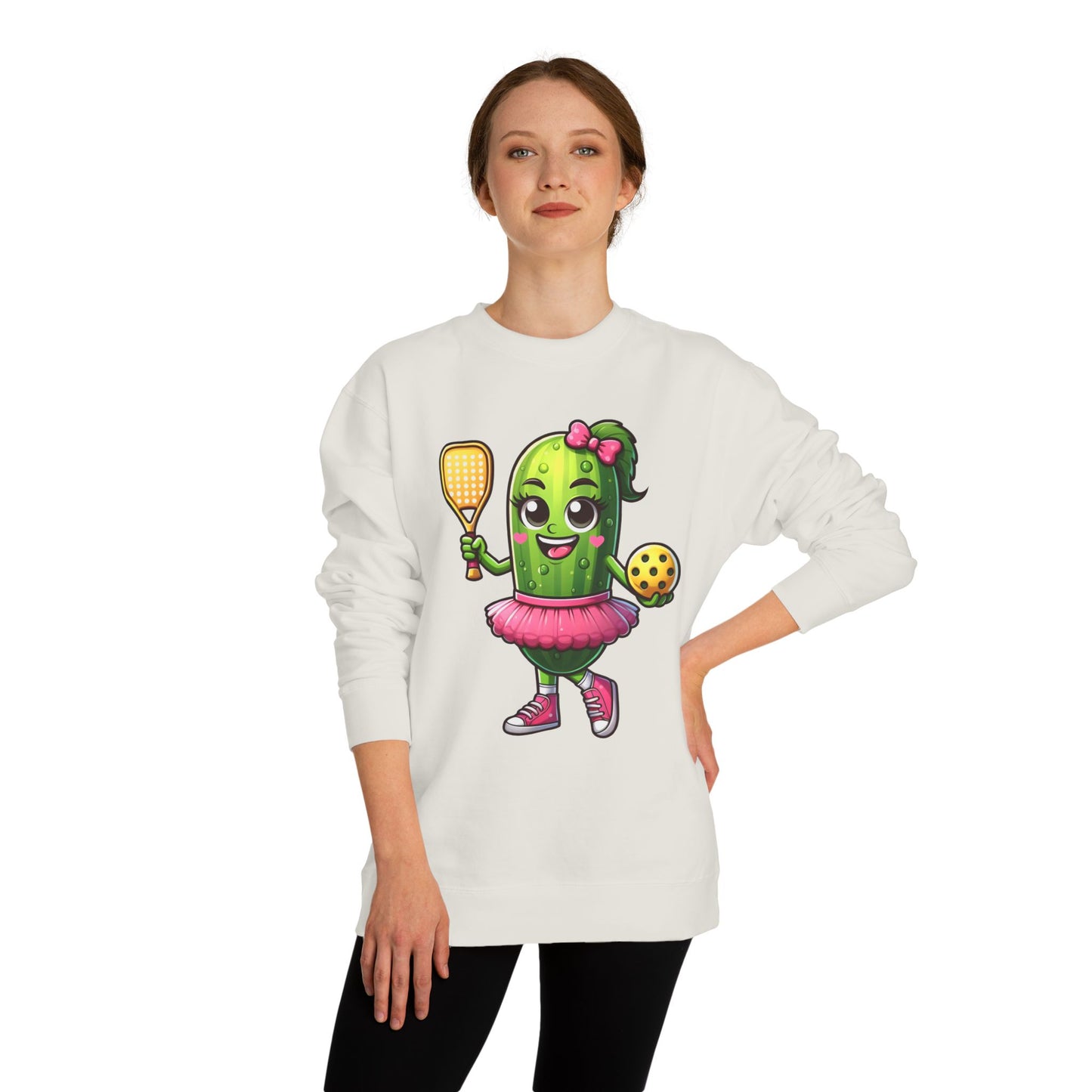 Pickle Paddle T-Shirt — Cute Pickle Playing Pickleball Crewneck
