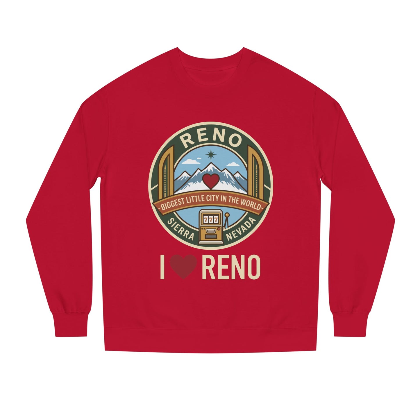 I  Reno Sweatshirt — Vintage Reno Nevada Mountain Badge Crewneck