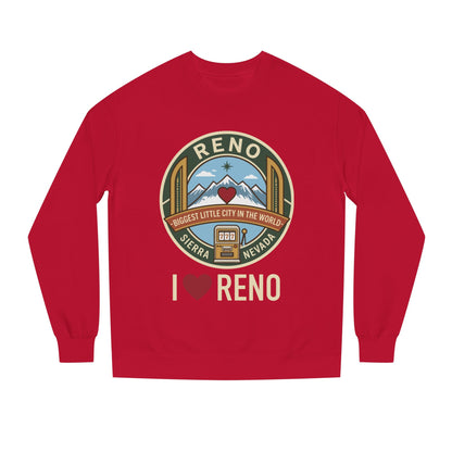 I  Reno Sweatshirt — Vintage Reno Nevada Mountain Badge Crewneck
