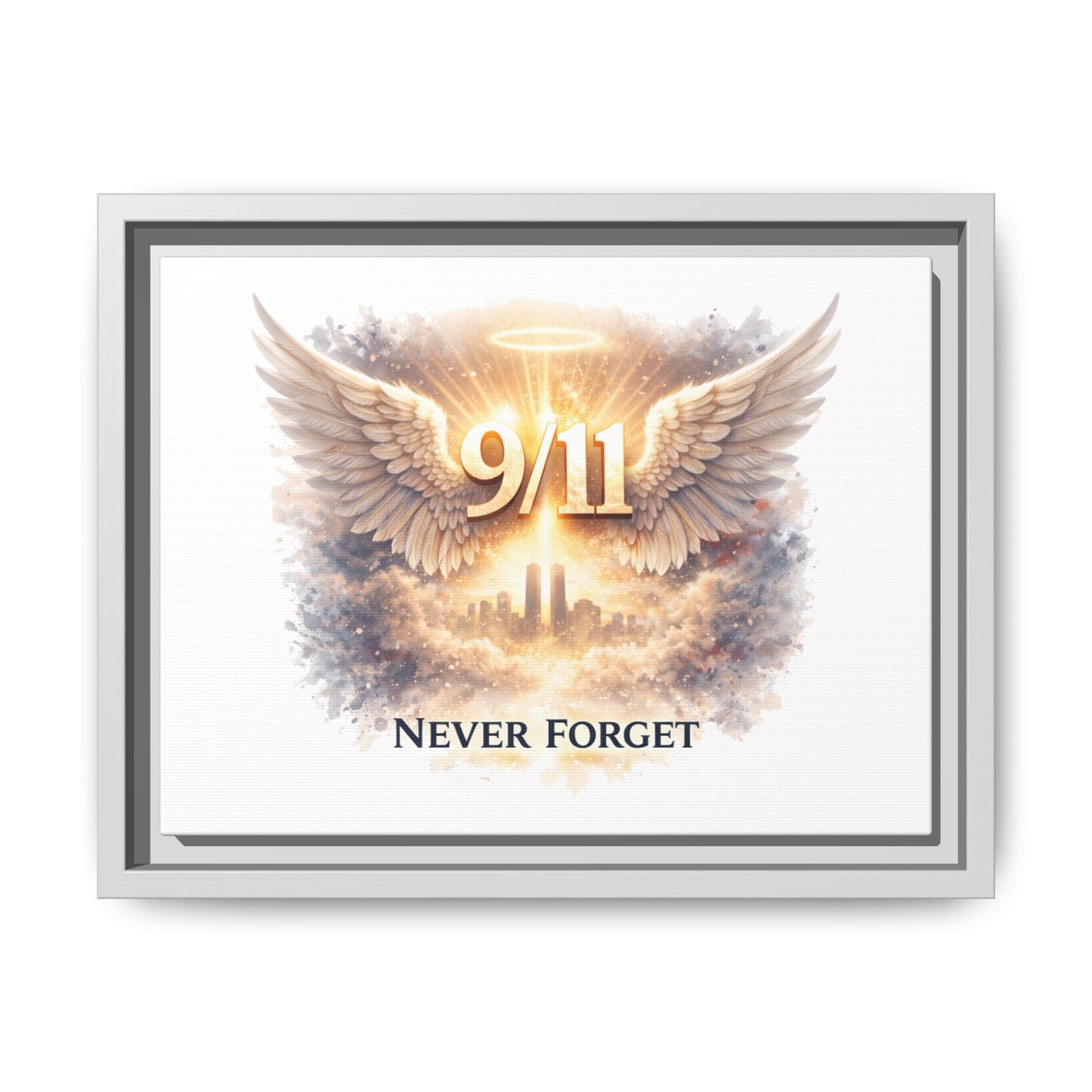9/11 Memorial Matte Canvas Print — "Never Forget" Framed Wall Art