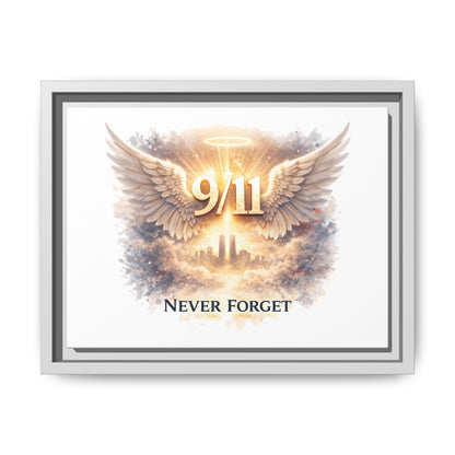 9/11 Memorial Matte Canvas Print — "Never Forget" Framed Wall Art