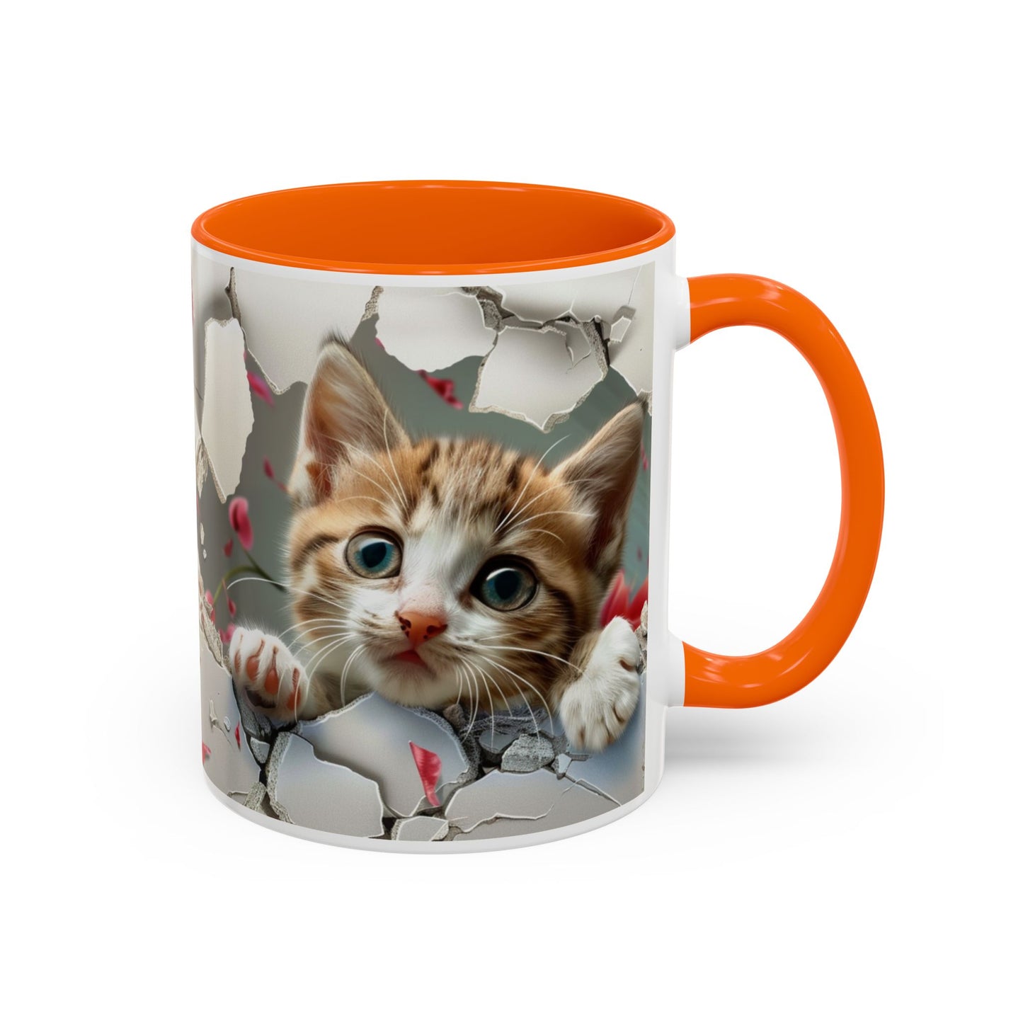 Kitten Peek Accent Coffee Mug — Cute Cat Peekhole Design (11/15 oz)