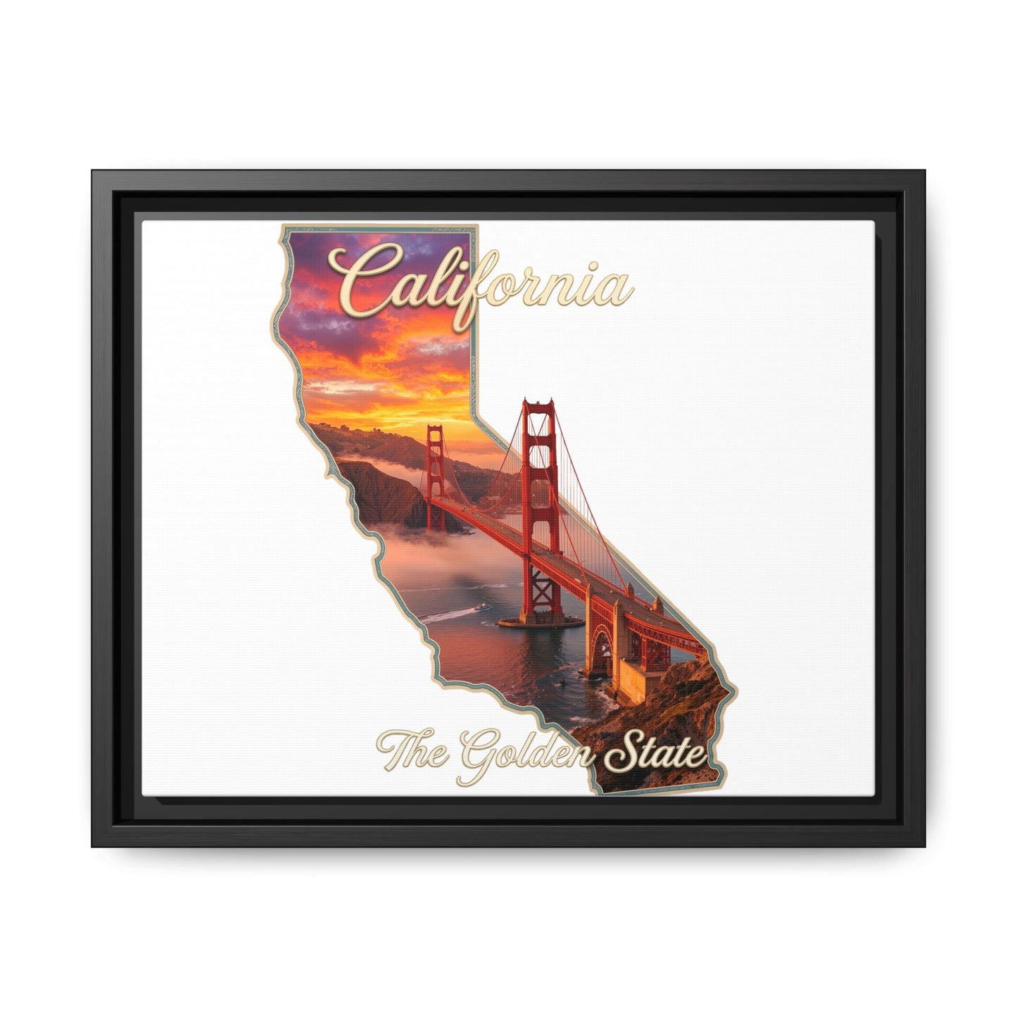 California Golden Gate Map Matte Canvas Print (Framed)