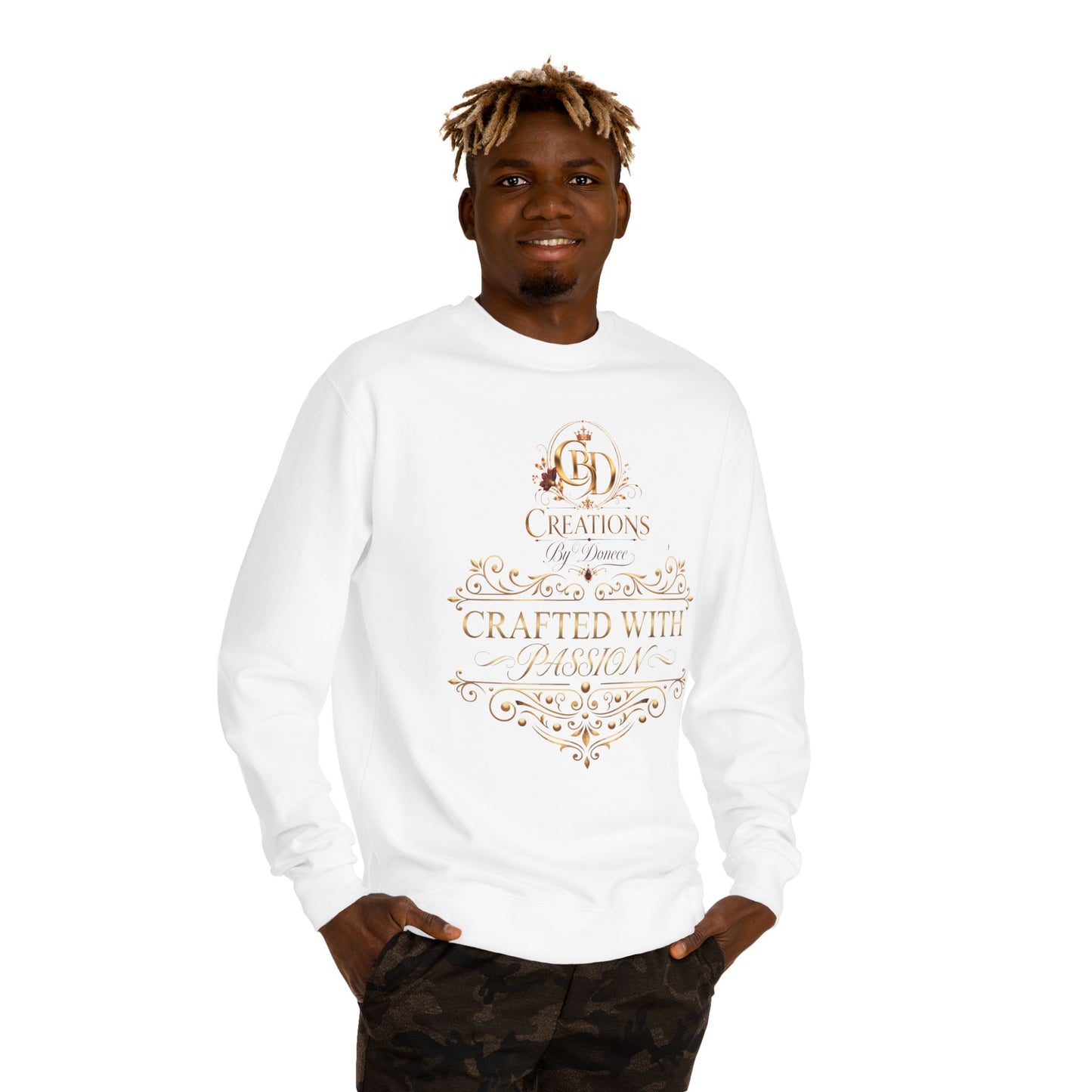 Crewneck Sweatshirt — “Crafted With Passion” Elegant Logo Pullover