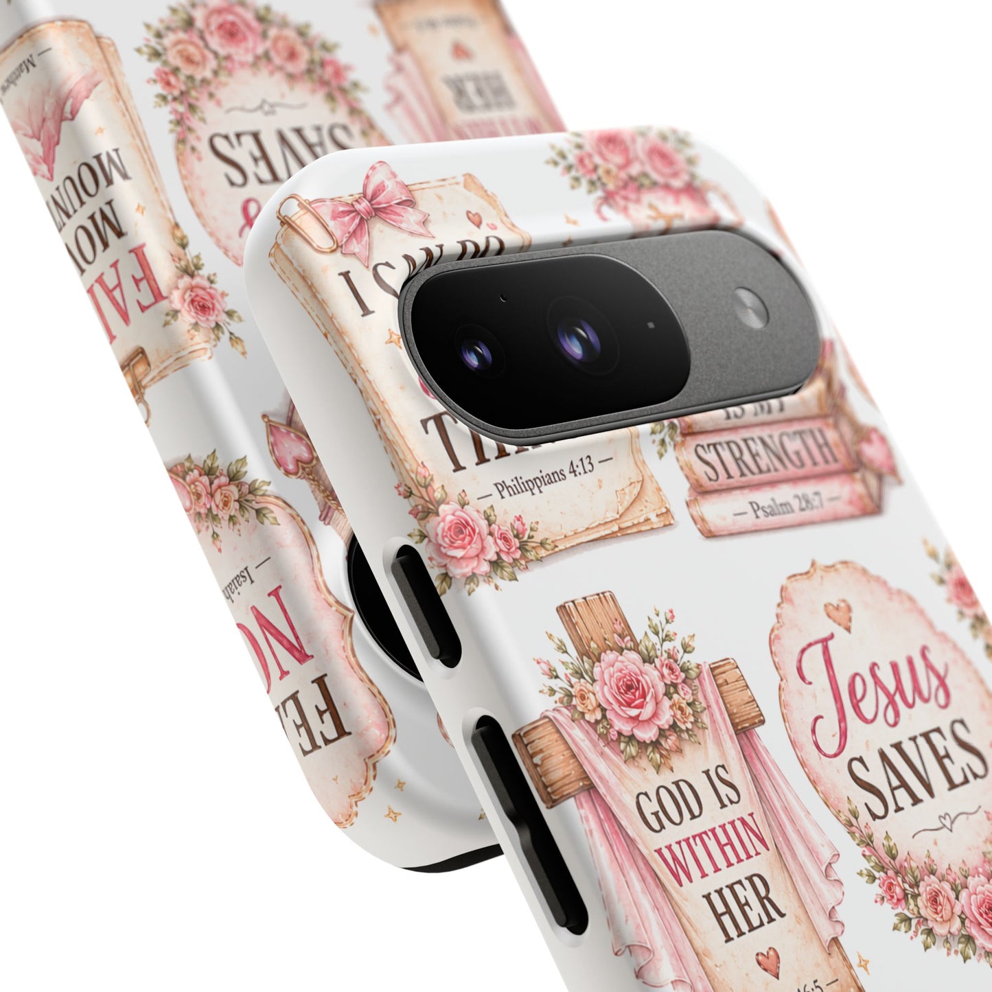Faith Phone Case — 'Jesus Saves' Floral Christian Scripture iPhone Case