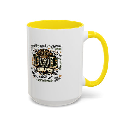 Dad King Lion Coffee Mug — 'Dad: The King' Accent 11/15oz Gift