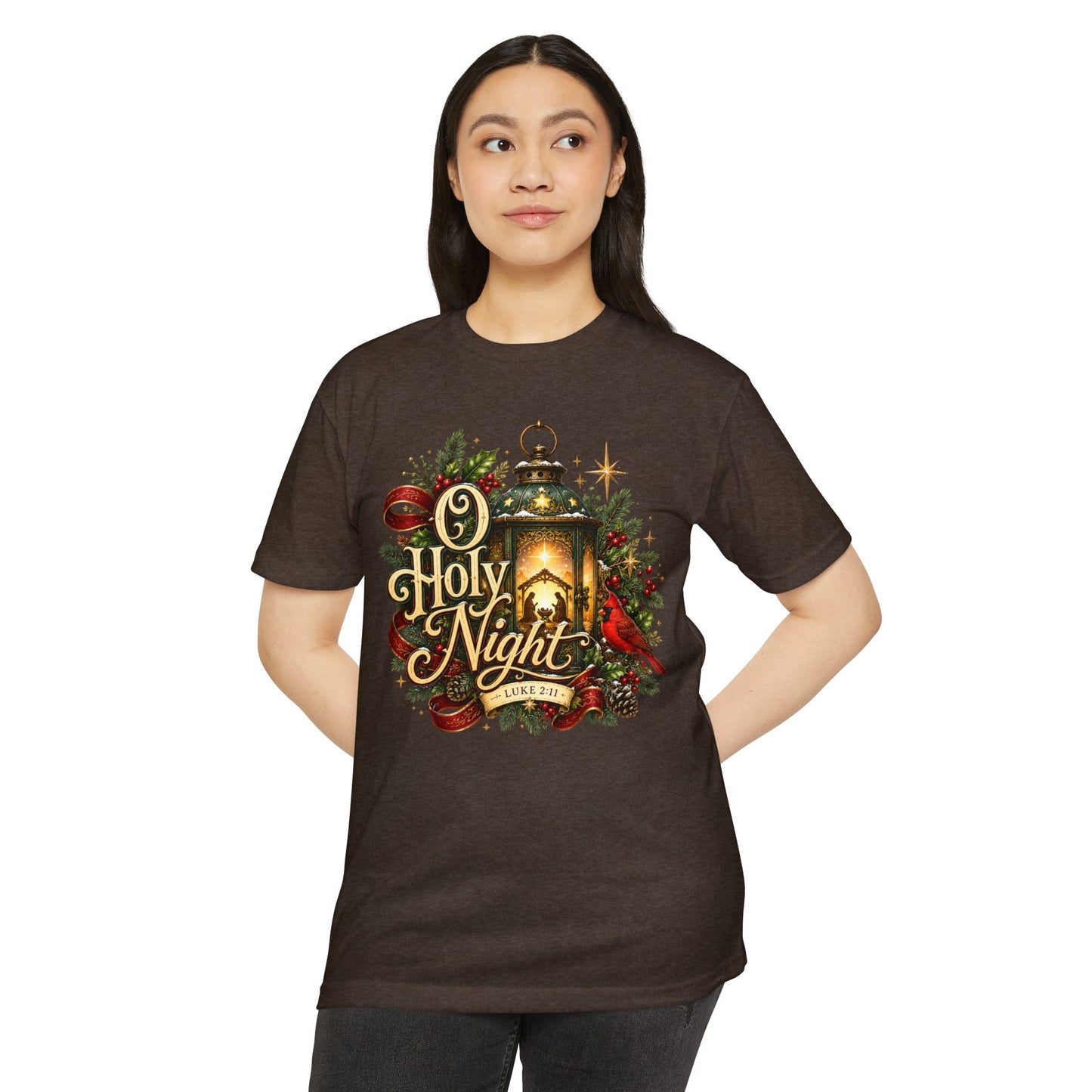 O Holy Night Lantern Christmas T-Shirt — Nativity Carol Holiday Tee