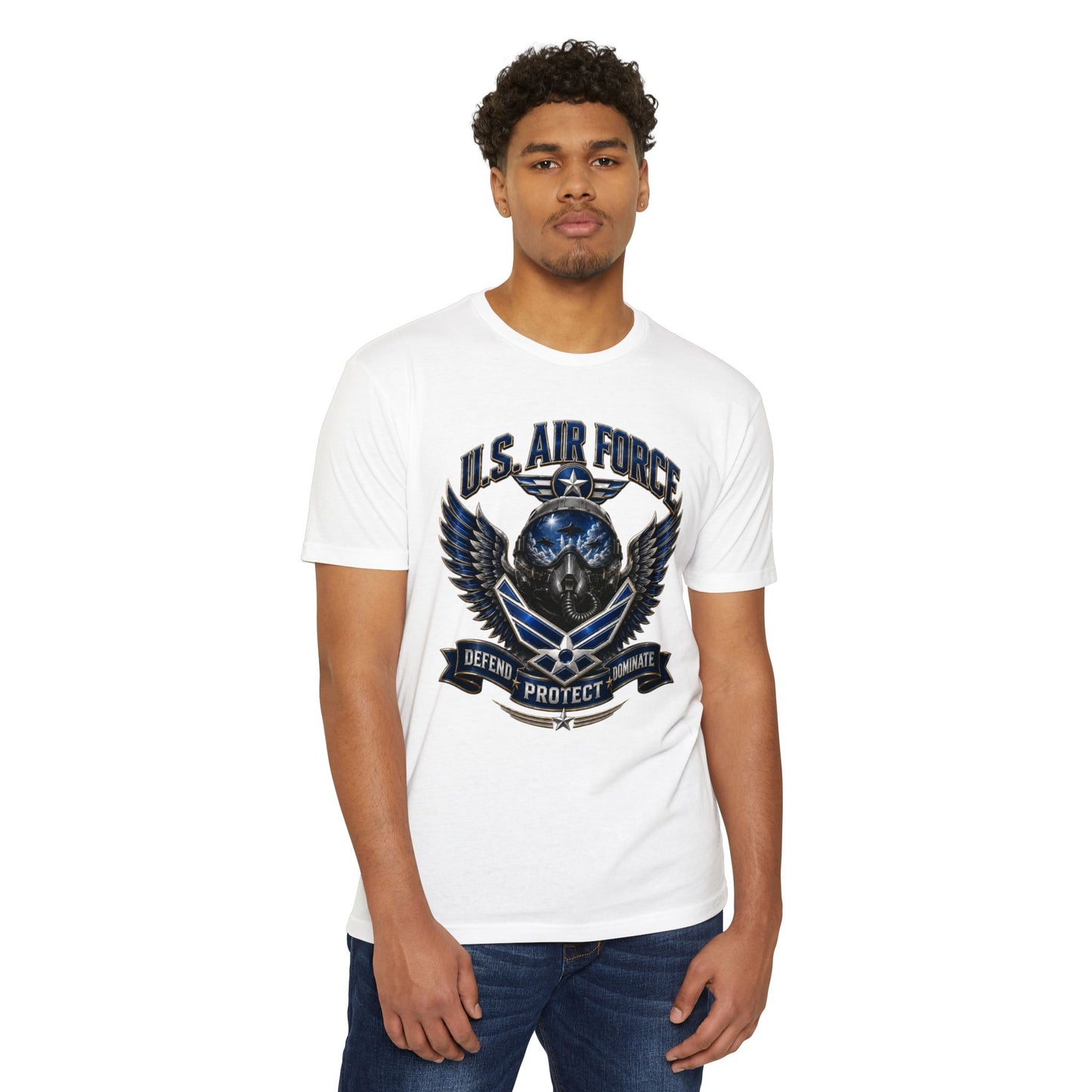 U.S. Air Force Skull Wings T-Shirt — Defend Protect Dominate Military Tee