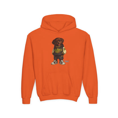 Youth Hoodie — 'Black History Kid' Puppy Graphic Sweatshirt
