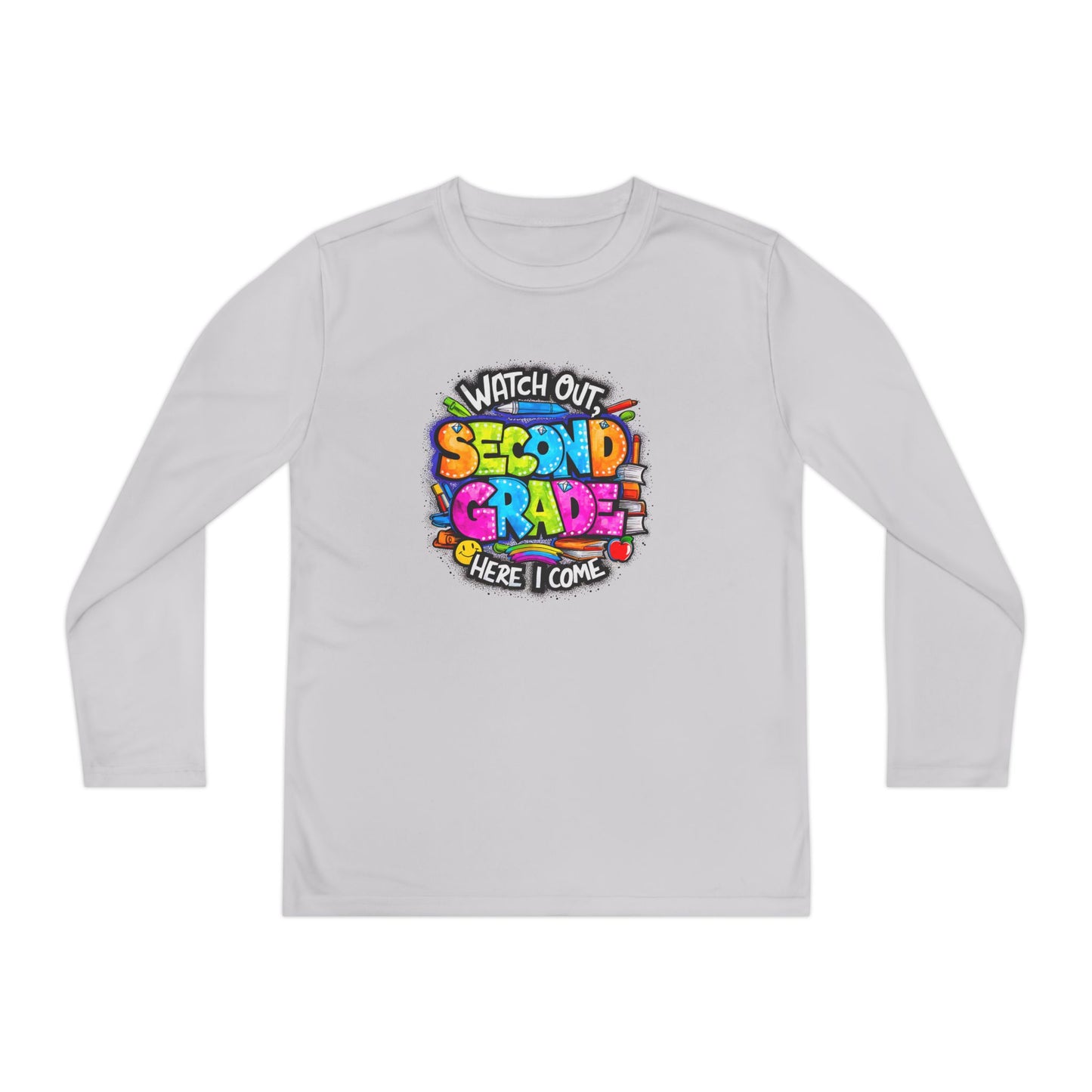 Second Grade Long Sleeve Tee — "Watch Out Second Grade Here I Come" Youth Shirt