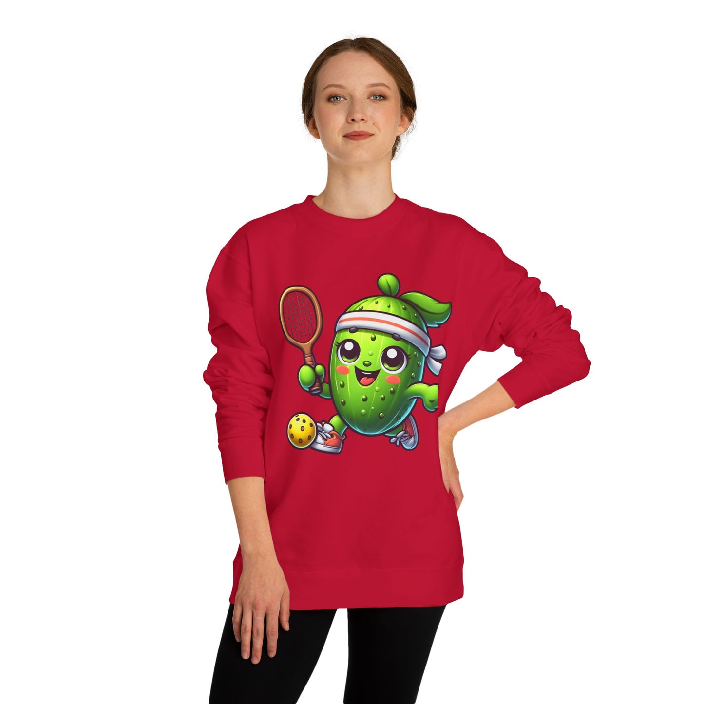 Pickleball Avocado Sweatshirt — Cute Cartoon Pickleball Player Crewneck