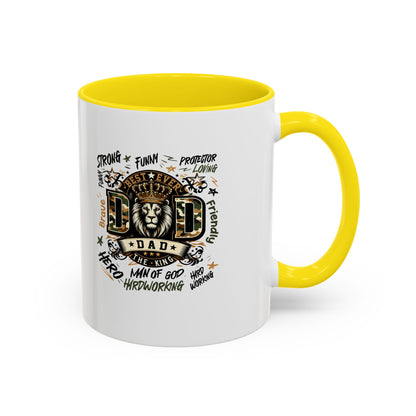 Dad King Lion Coffee Mug — 'Dad: The King' Accent 11/15oz Gift