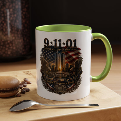 9·11 Memorial Coffee Mug — Never Forget Tribute Accent Mug (11/15oz)