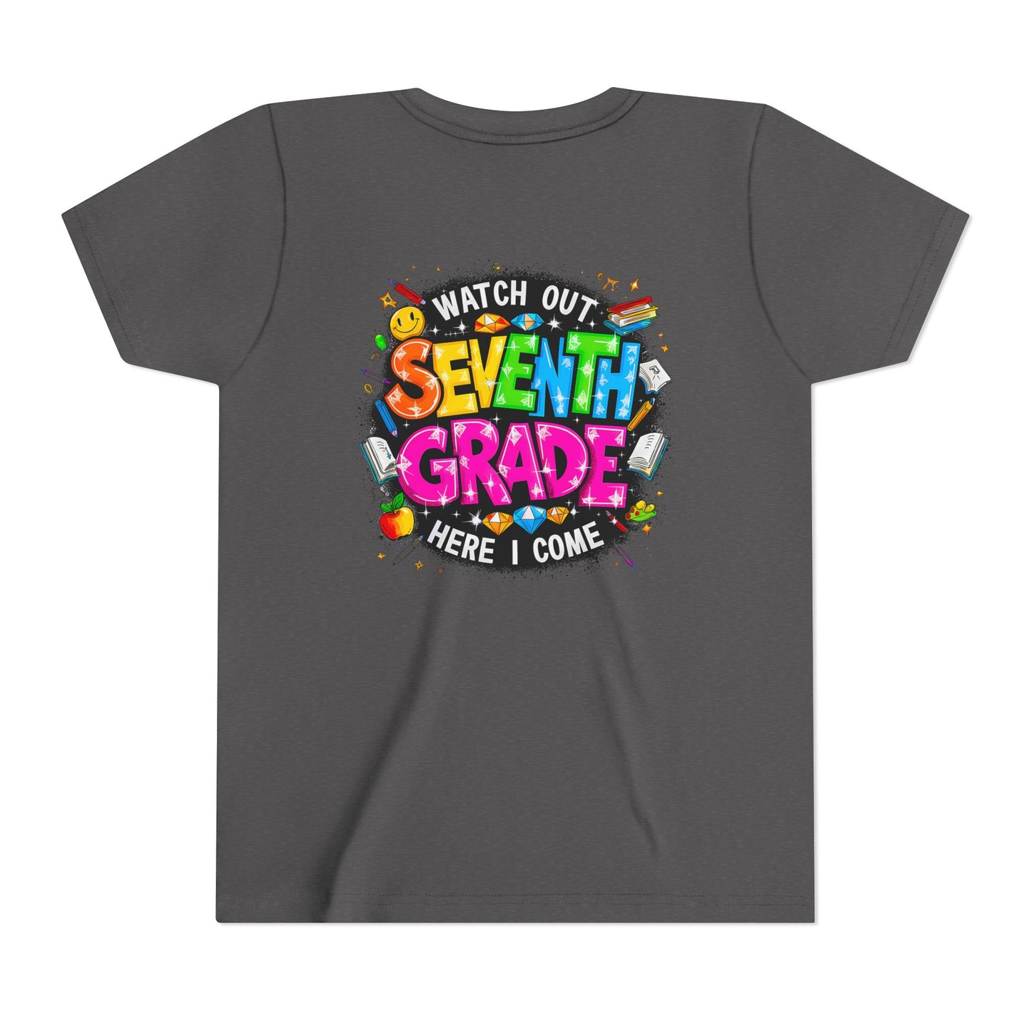Seventh Grade Kids T-Shirt – “Watch Out Seventh Grade Here I Come” Back-to-School Tee