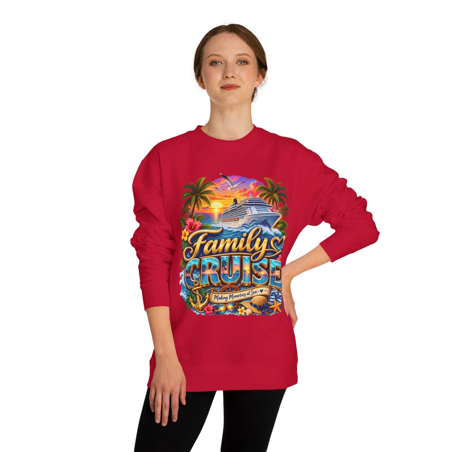 Family Cruise Sweatshirt – Tropical Cruise Vacation Crew Neck