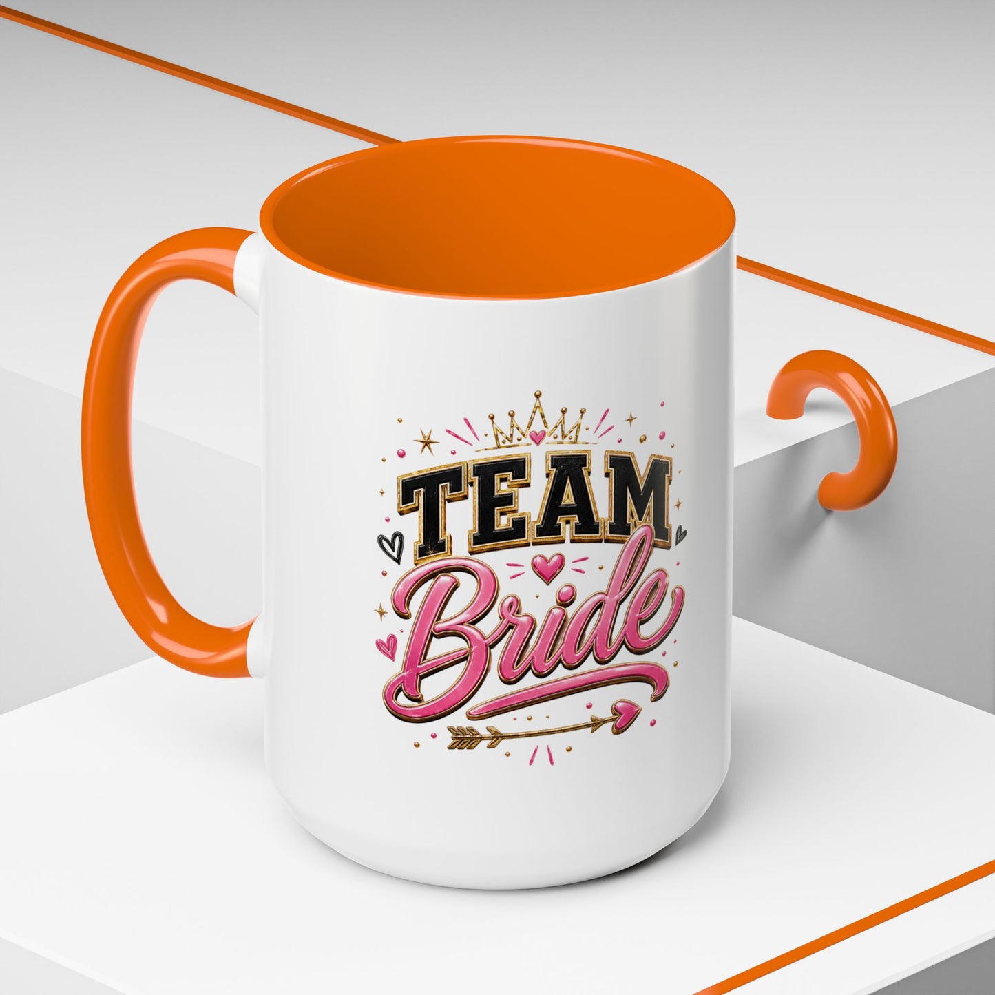 Team Bride Accent Coffee Mug — Pink & Gold Bachelorette Bridal Shower Gift (11/15 oz)
