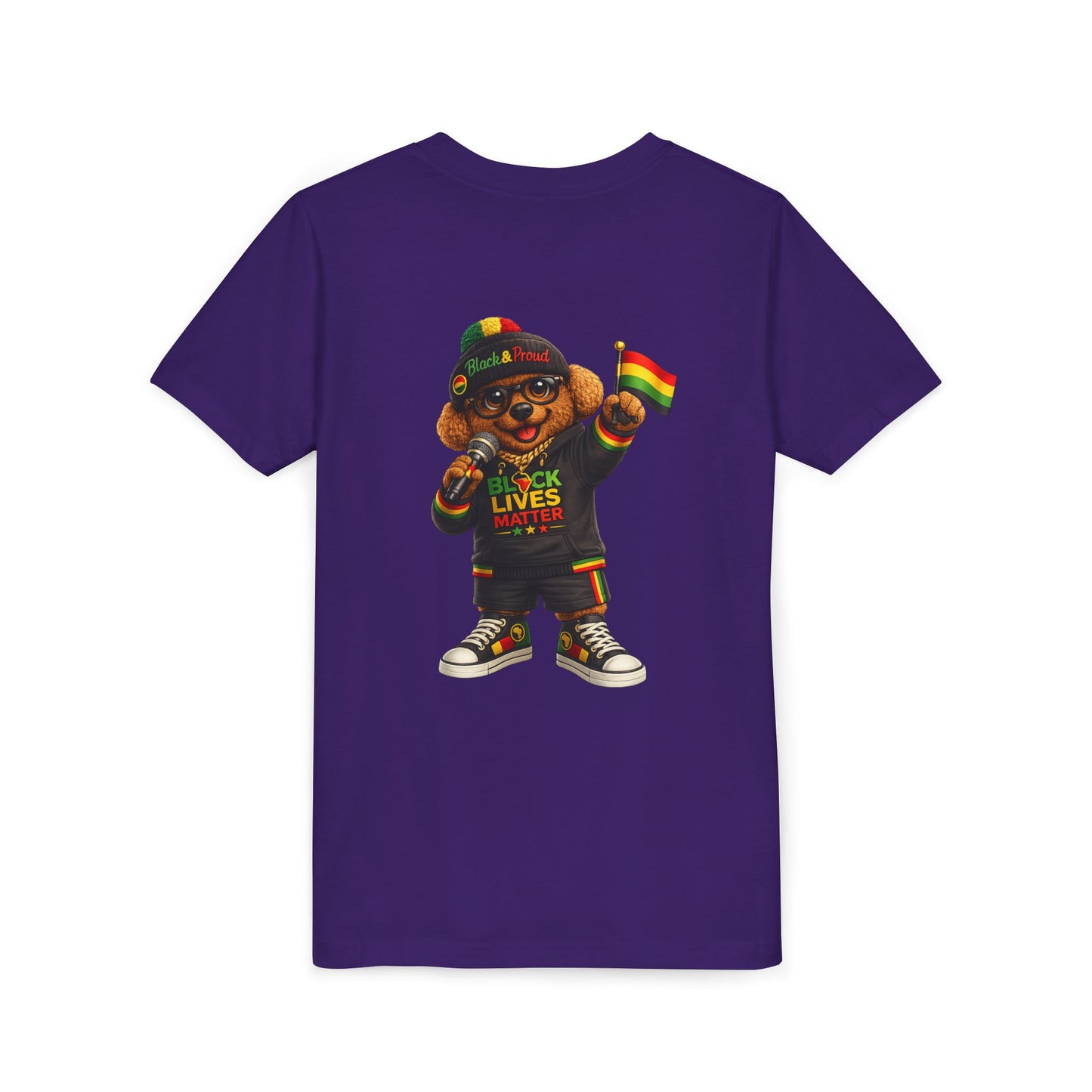 Youth Tee — Kid Bear Black Lives Matter Rasta Flag Shirt