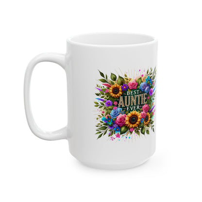 Floral 'All I Need Is Coffee' Ceramic Mug — Colorful Sunflower & Rose Coffee Cup (11oz, 15oz)