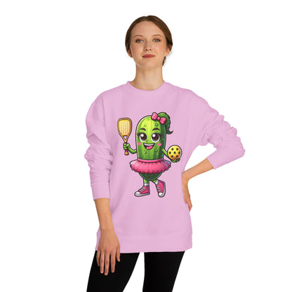 Pickle Paddle T-Shirt — Cute Pickle Playing Pickleball Crewneck