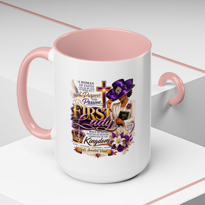 First Lady of Faith Accent Coffee Mug — Inspirational Christian Gift (11/15oz)