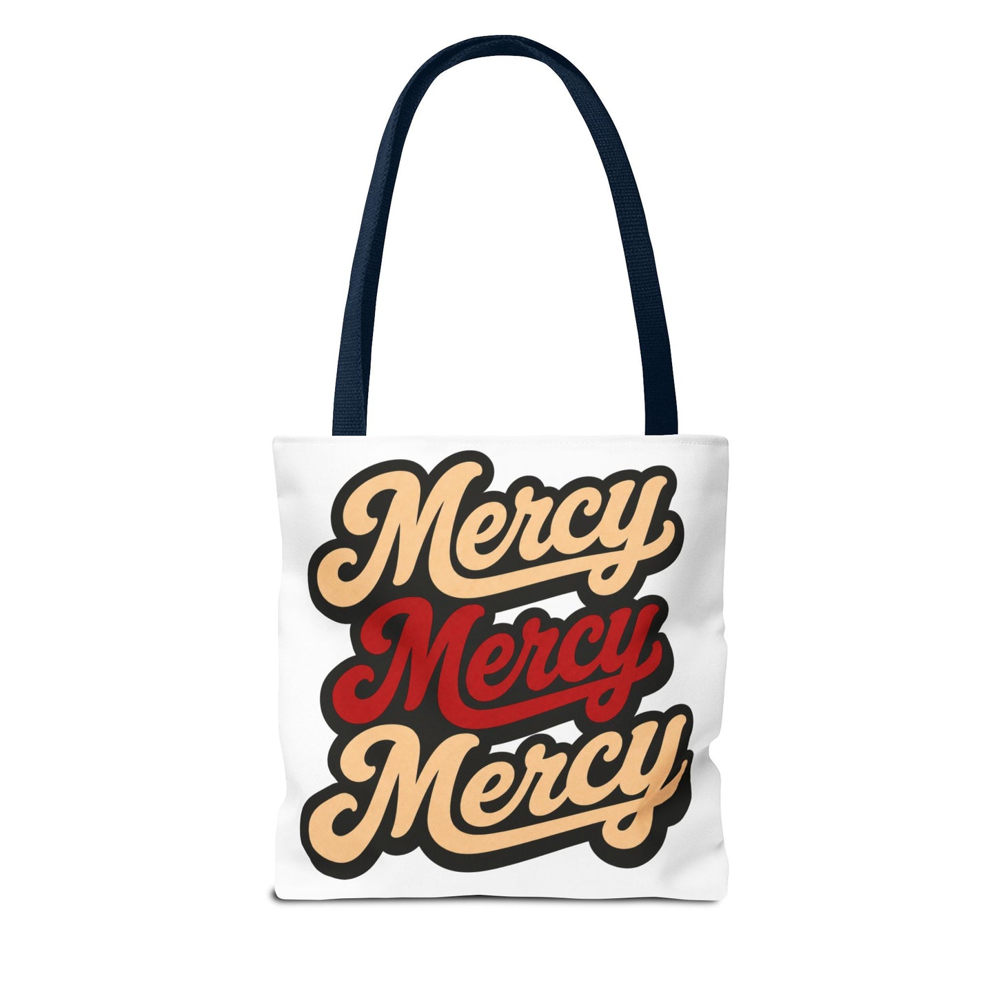 Mercy Mercy Mercy Retro Script Tote Bag — Vintage Typography Canvas Tote