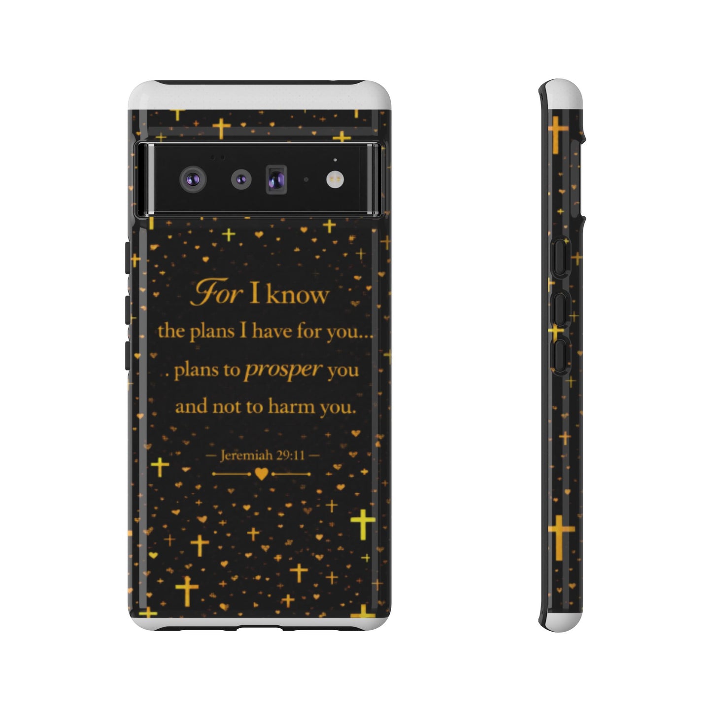 Phone Case — "For I Know" Jeremiah 29:11 Gold Cross Christian Tough Case