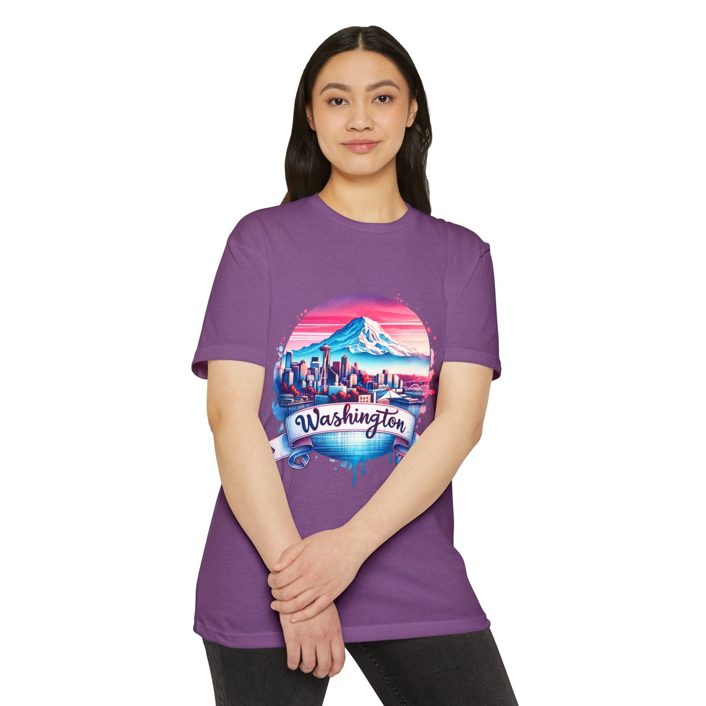 Washington Skyline T-Shirt — Retro Mountain & City Graphic Tee