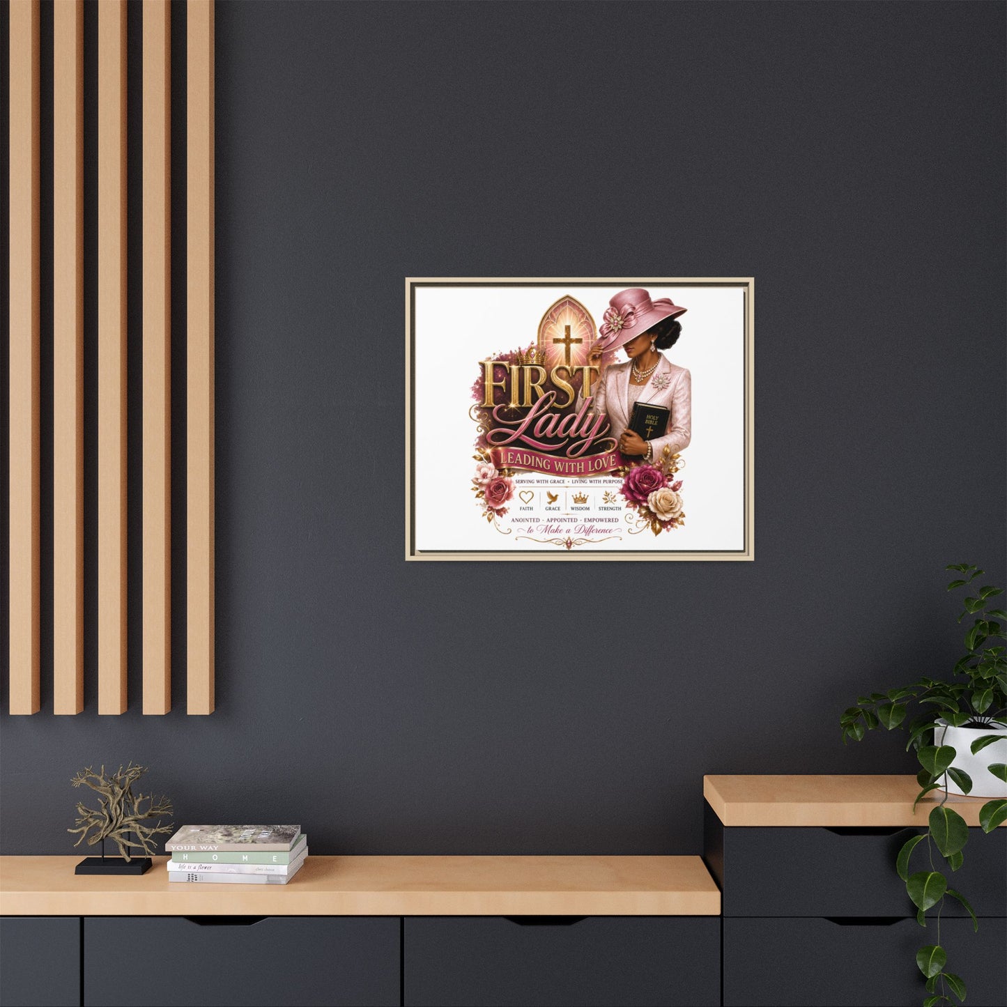 First Lady Faith Canvas Print — "First Lady: Leading With Love" Framed Matte Wall Art