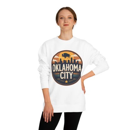 Oklahoma City Skyline Crewneck Sweatshirt — Retro Bison Graphic