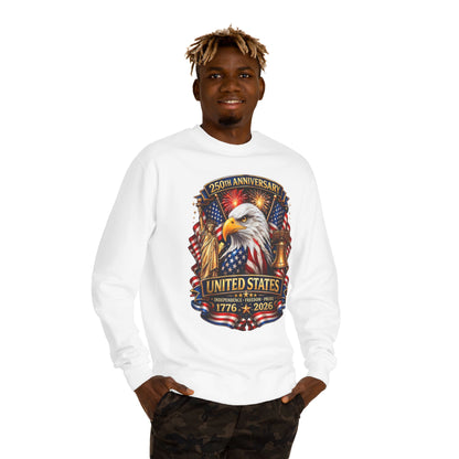 250th Anniversary United States Crewneck Sweatshirt — Eagle & American Flag 1776–2026