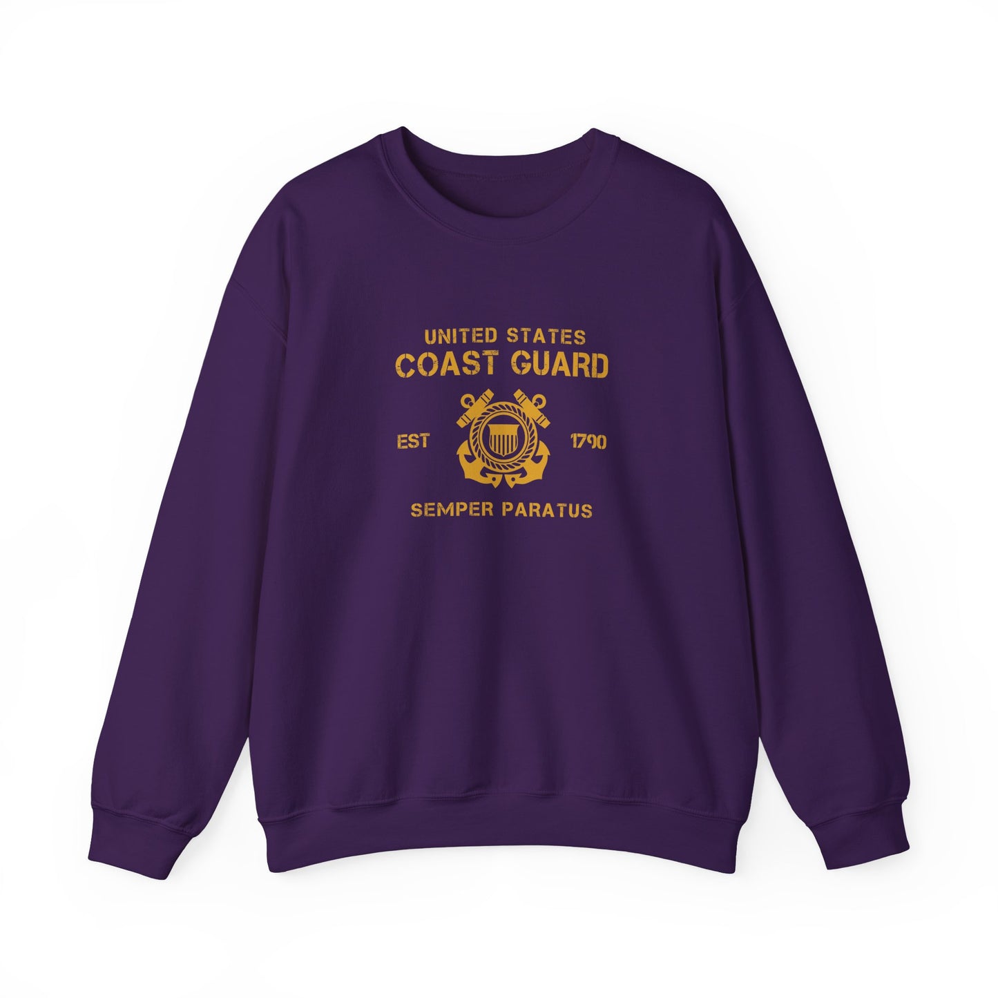 Coast Guard Crest Crewneck Sweatshirt — "Semper Paratus" Military Pullover